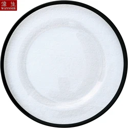 Servierplatte Transparent Glass Charger Round Plate, Wedding Dinner Plate, Show Display Tray, Gold Line Design