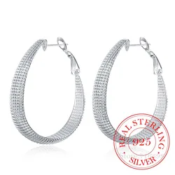 100% Real 925 Sterling Silver Hoop Earrings For Women Wedding Gift Fine Europe Jewelry Christmas Gift Hot Sale Engagement Party