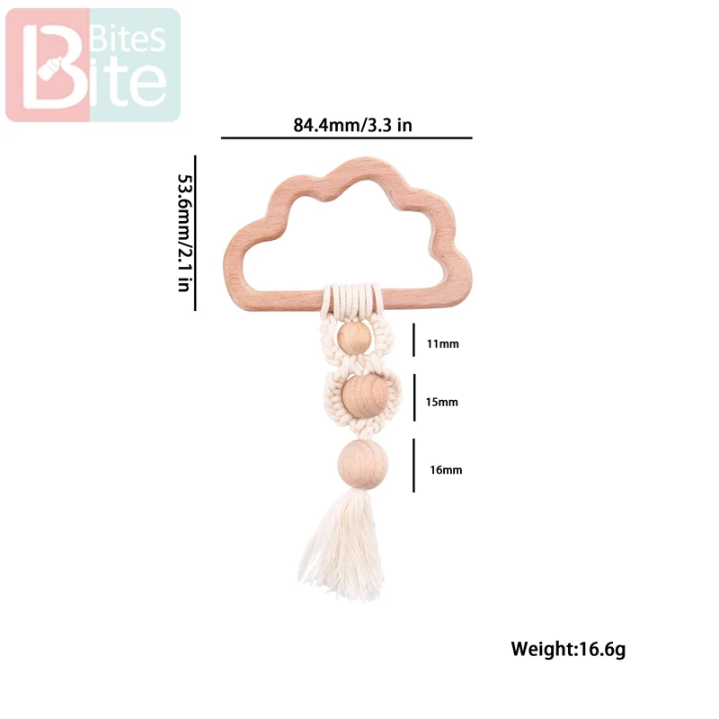 Bite Bites-Hochet de dentition en bois pour bébé, jouets pour enfants, pendentif de poussette, cloche de lit, 1 pièce