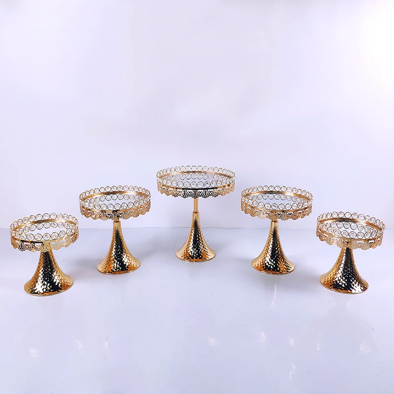 1pcs Gold Mirror Cupcake Stand Crystal Metal Creative  Large Fruit Plate Basket Home Set Cake Tool