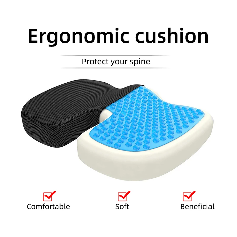 Obelix Gel Orthopedic Memory Cushion Foam U Coccyx Travel Seat Massage Car Office Chair Protect Health Sitting Breathable Pillow