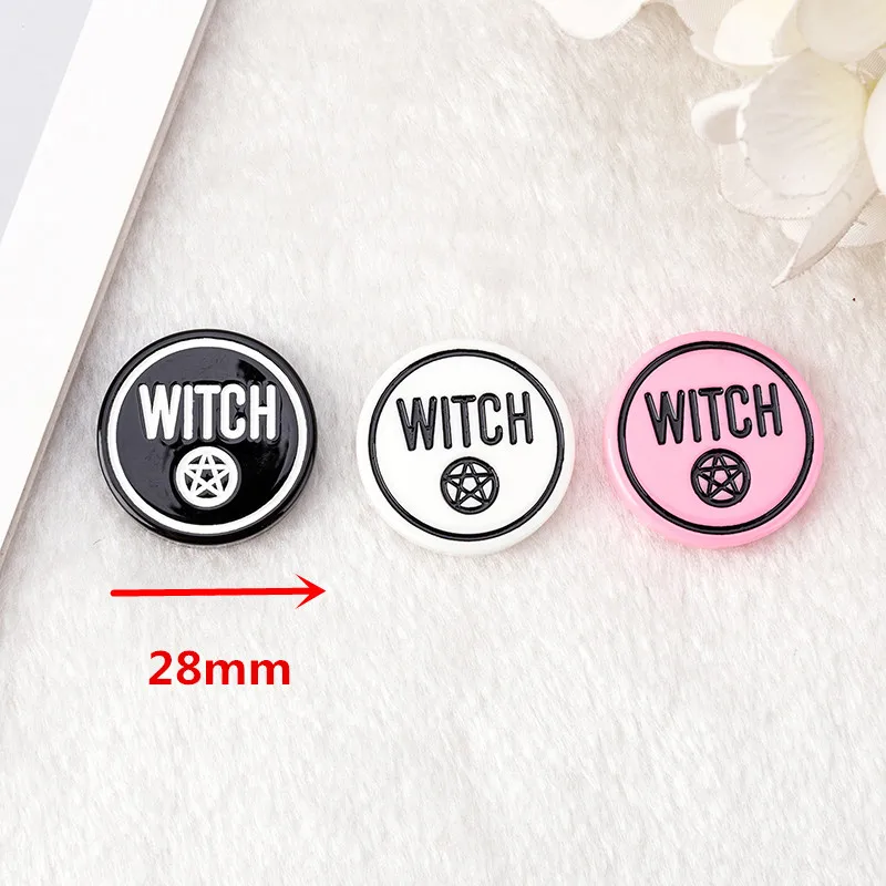 10Pcs 28MM Halloween Party Charms Witch Crafts  Flatback Resin Punk Style Jewelry Findings For Earring Necklace Pendant Diy