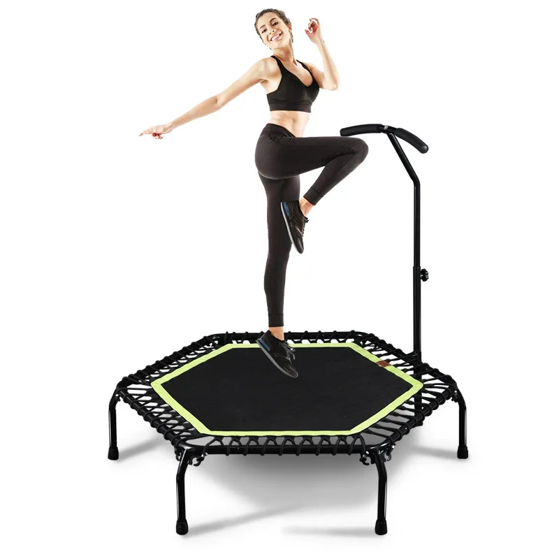 

45 Inch Foldable Fitness Trampoline With Handle For Adults Kids Indoor Outdoor Silent Jumping Bed Aerobic Exercise Load 300kg