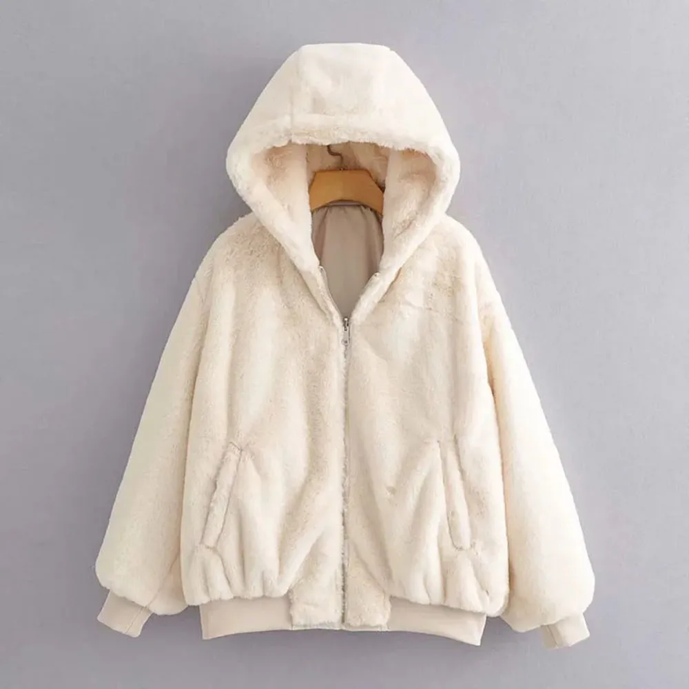 Women\'s Winter New Double-sided Wear Lambswool Hooded Casual Jacket Female Simple Short Parka Coat Autumn Thicken Warm Outerwear