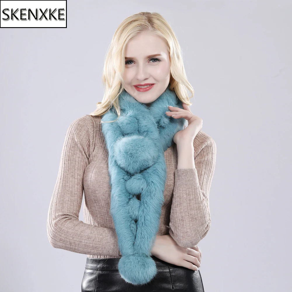 

Hot Sale Russia Winter Lady Real Rabbit Fur Scarves Women Quality Natural Warm 100% Genuine Rabbit Fur Scarf Wholesale Retail