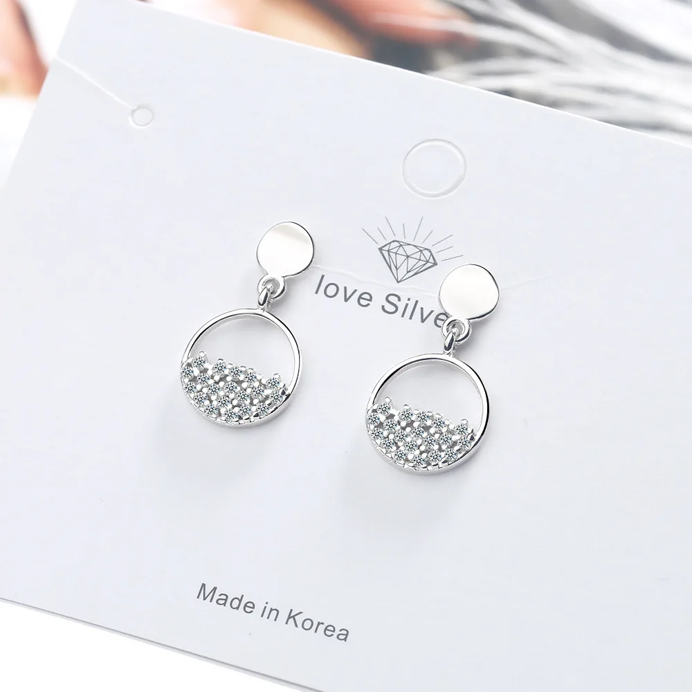 2021 New Arrival 925 Silver Needle Short Round Earrings For Women Girl Jewelry Zirconium Inlay Best Friend Gift Pendientes