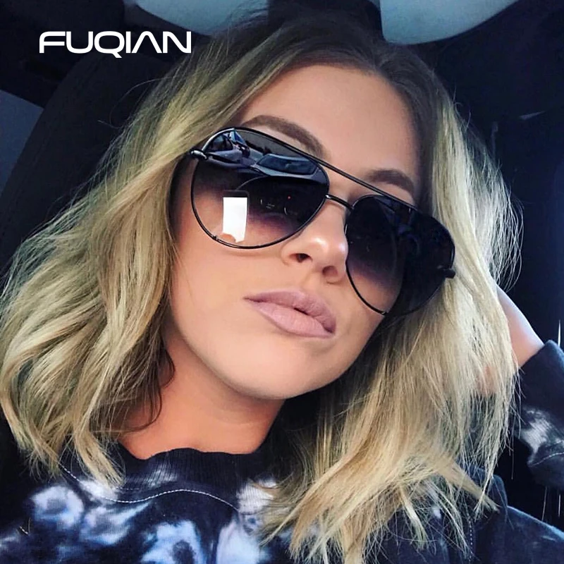 Classic Metal Aviation Sunglasses Women Fashion Alloy Pilot Sun Glasses Men Gradient Black Driving Shades Ladies UV400