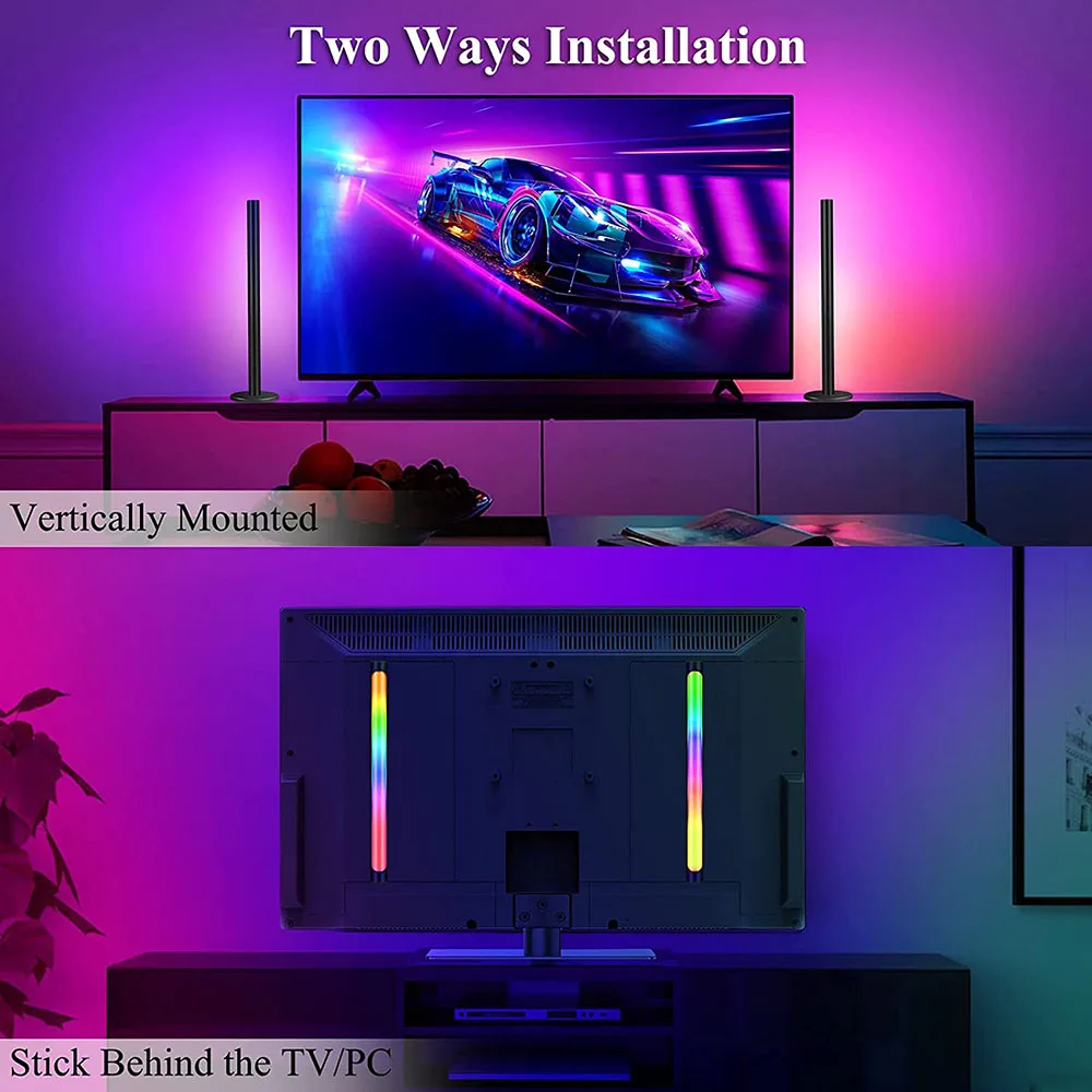 2Pcs LED Atmosphere Table Night Light Sound App Control Pickup Rhythm Light RGB Dimming Lamp TV Background  Lamp For Home Bar