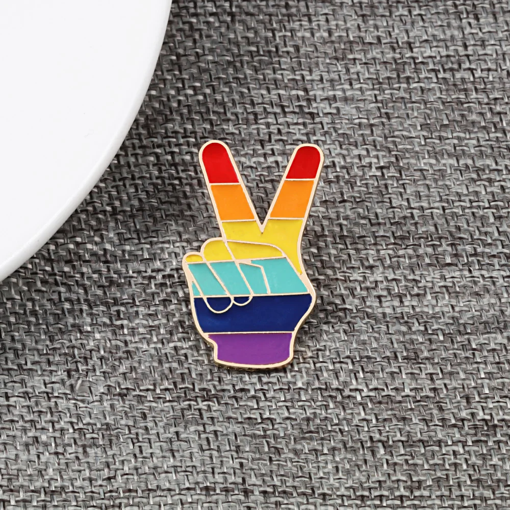 Gesture Enamel Pins Funny Middle Finger Rainbow Finger Hand Lapel Brooches Button Badge Cartoon Jewelry Gifts For Women Men