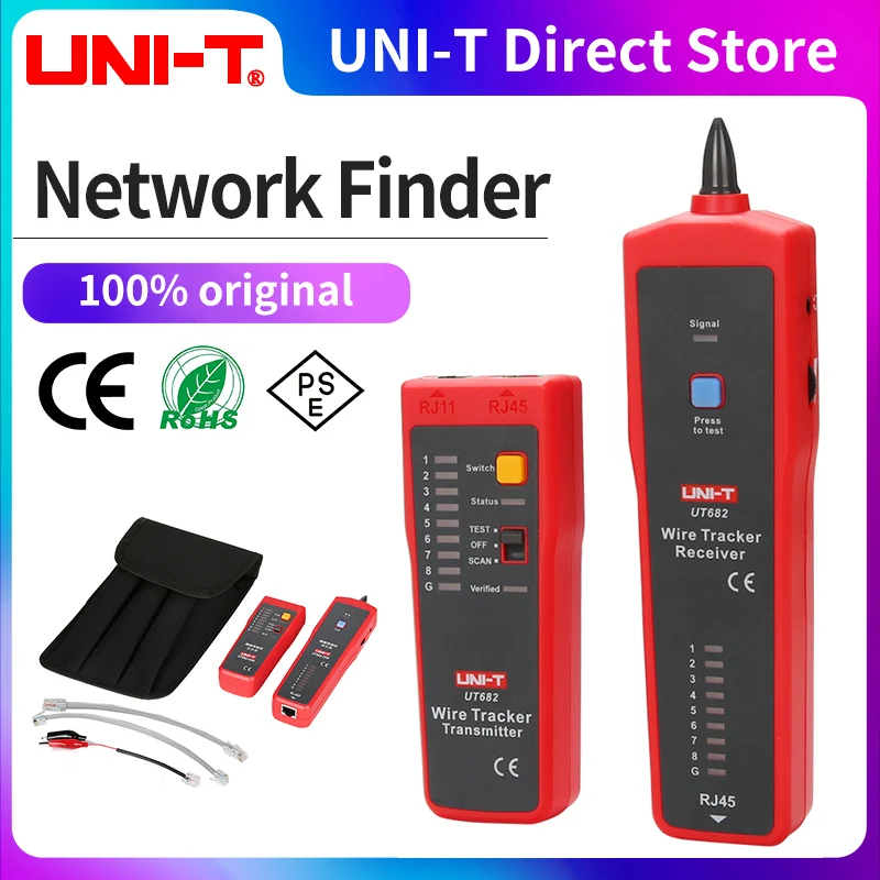 UNI-T UT682 Network Wire Tester Tracker RJ11 RJ45 Wire Line Finder Lan tester Handheld Cable Testing Tool for Network Maintenanc