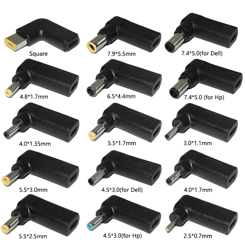 Adaptador de corriente Universal para ordenador portátil, conector USB tipo C a Dc, convertidor de cargador para Asus, Hp, Lenovo