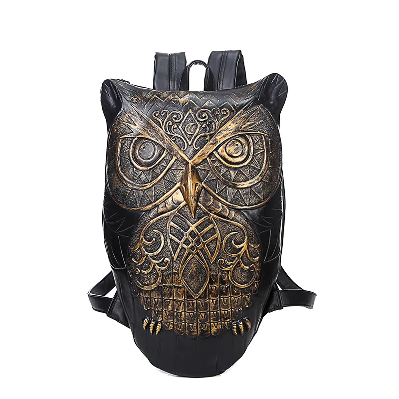 Women Backpack Stylish Cool Black PU Leather Owl Backpack Female Hot Sale Women Bag bagpack for girls