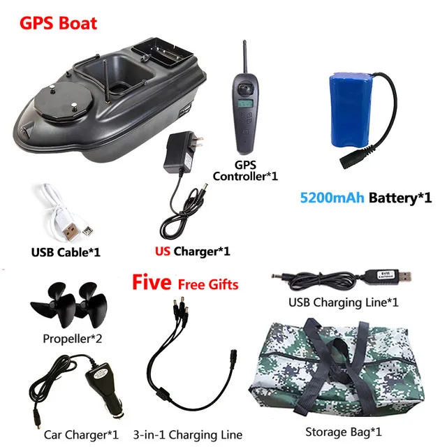 GPS Aasboot 500M 3KG Laadvermogen 40 stuks GPS Puntvisserij Aasboot 2 Bakken GPS Autonavigatie LCD Scherm Viszoeker Nestboot - afbeelding 1
