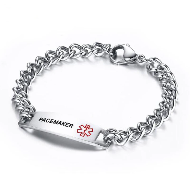 Surgical Stainless Steel Chain Medical Alert ID Bracelets Type 2 Diabetes Medical Bracelet for Women and Men