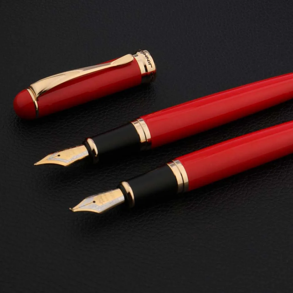 High quality jinhao 750 Fountain Pen chinese red golden elegante fude calligraphy pen Business Office school supplies Writing