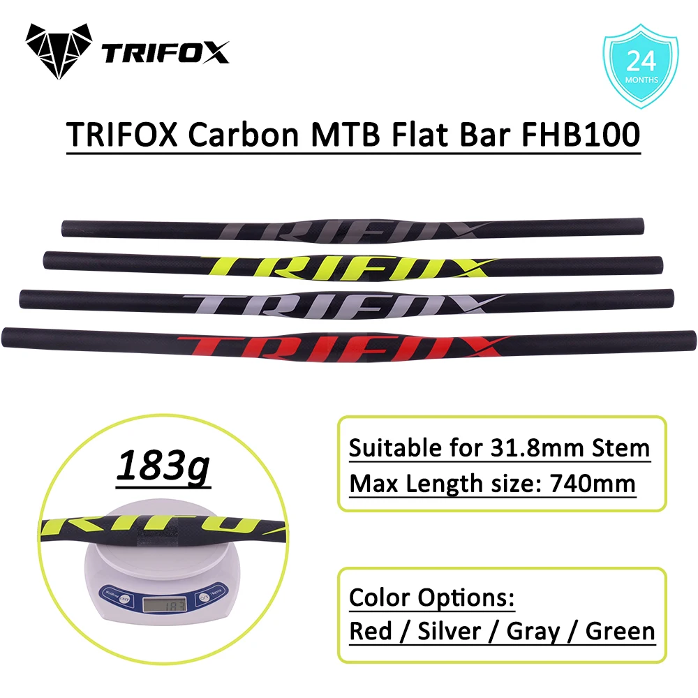 TRIFOX Full Carbon Fiber Mountain Bike MTB Handlebar Flat 3K Matte T800 For 31.8mm Length 680/700/720/740mm FHB100