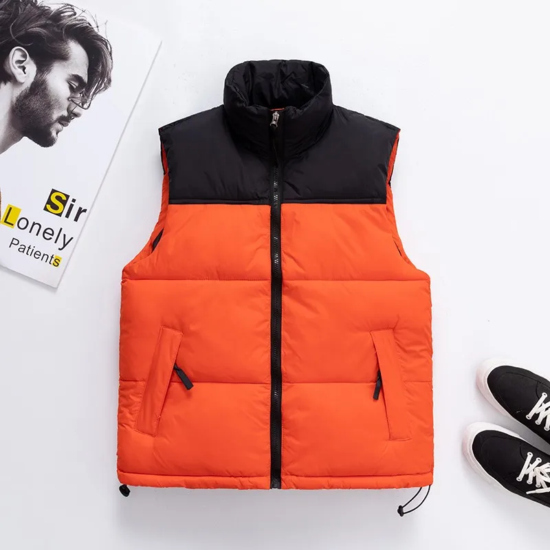 Men Autumn And Winter Jacket Vest For Down Cotton Patchwork Sleeveless Jacket Waistcoat Man Big Size Warm Couples Coat S-6xl