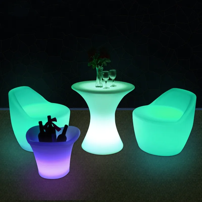 New Led furniture RGB Rechargeable Led illuminated gaming chair Waterproof led bar chair seat Outdoor use for bar KTV disco