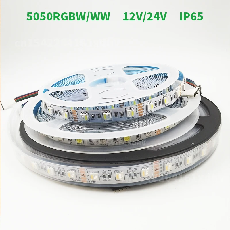 5M 300leds DC 12V 24V RGBWW/W 4 Color In 1 Led Chip 60Leds/m Waterproof IP65 5050 SMD Flexible LED Strip Light