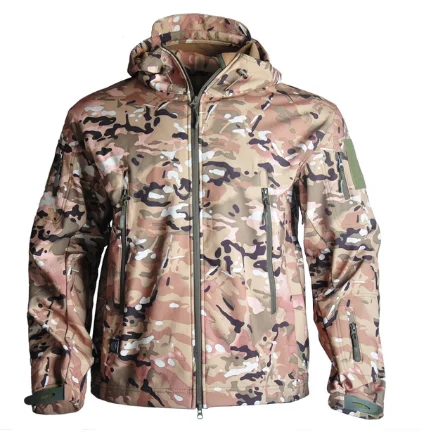 Chaquetas de senderismo de piel de tiburón para hombre, ropa de concha suave, chaqueta táctica cortavientos, piloto de vuelo, capucha, chaqueta militar de campo de lana