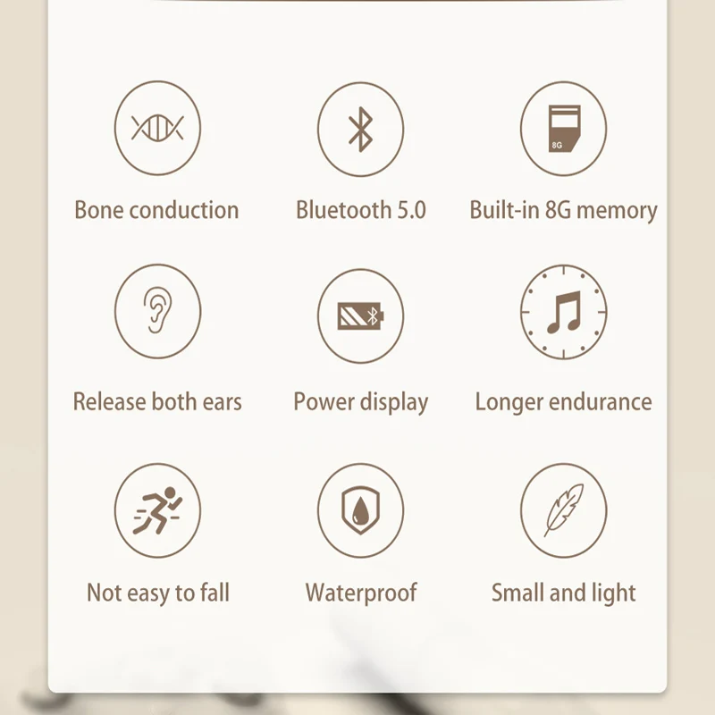 2021 New Bluetooth Headphone Wireless Bone Conduction Headset with 8G Memory Headphones For Android Sony Xiaomi Huawei Earphone