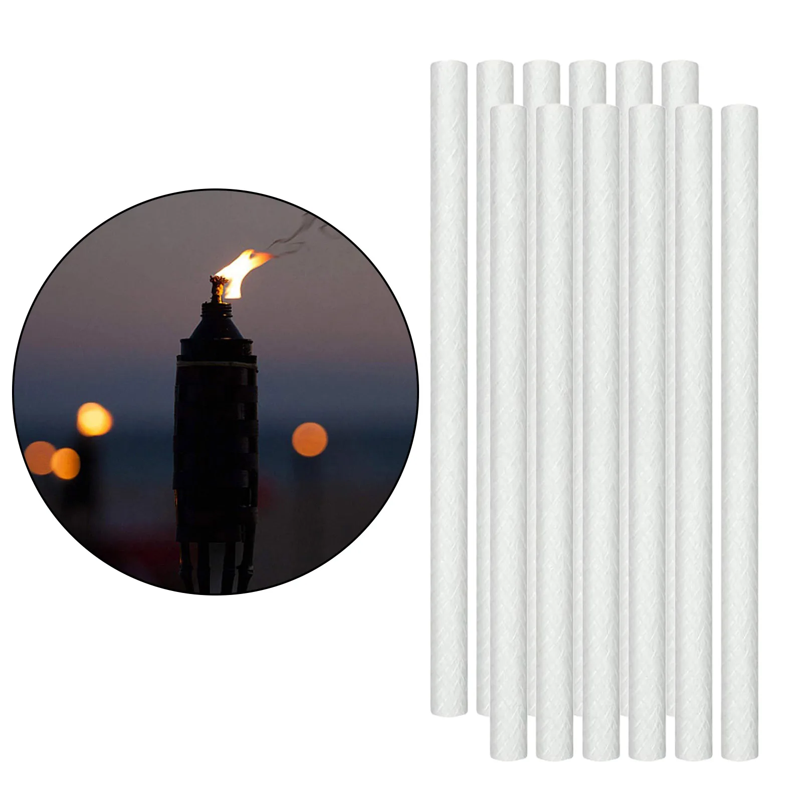 Fiberglass Wicks para Tiki Torch, Substituição Garrafa De Vinho, Lâmpada De Óleo, Vela, 12 Pcs