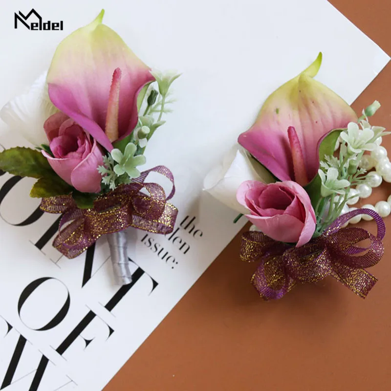 Meldel Nhân Tạo Hoa Xòe Cưới Boutonniere Hoa Giả Áo Khoác Nữ Họa Tiết Vòng Tay Phù Dâu Hôn Nhân Vũ Hội Đảng Phụ Kiện