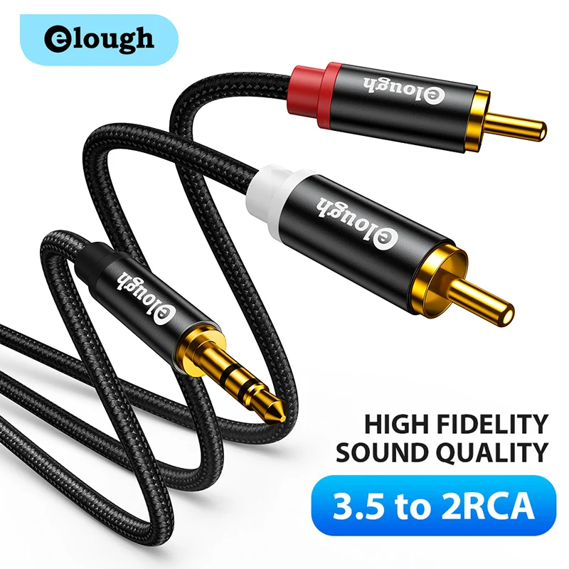 Elough RCA Cable Jack to 2RCA HiFi Stereo 2RCA to 3.5mm Audio Cable Male Adapter Splitter for PC TV Box Home Theater Cord Wire