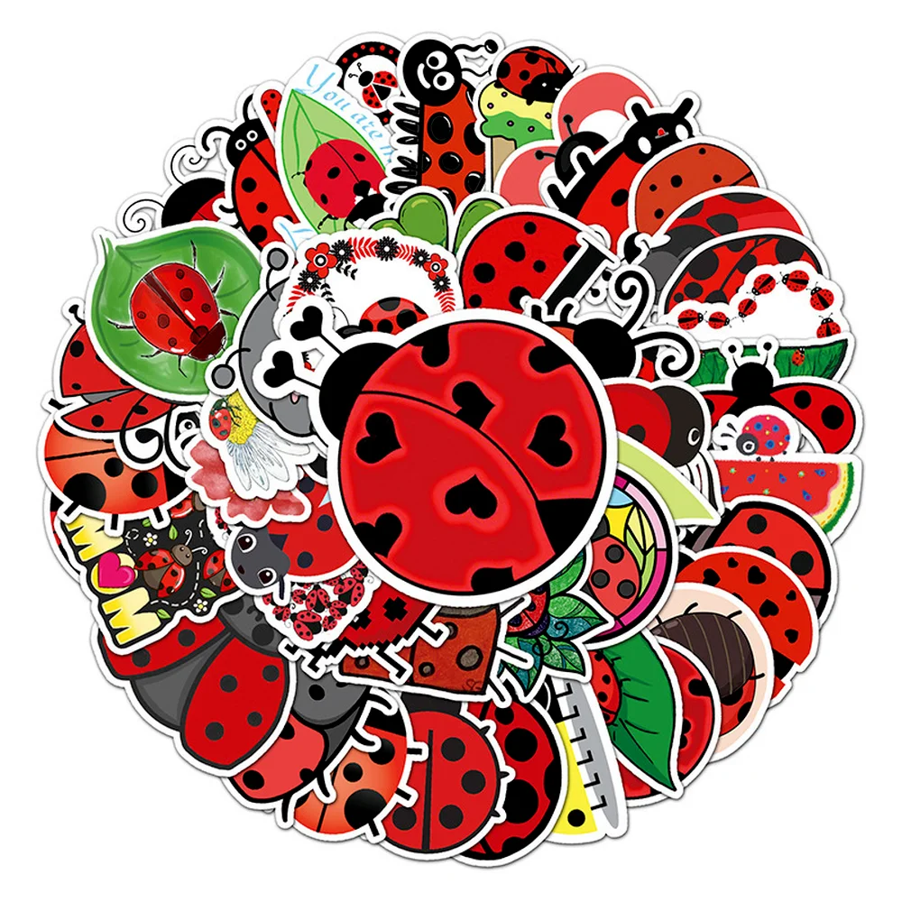 10/50pcs Nature Insect Stickers Animal Ladybug Sticker for Bicycle Luggage Laptop Car Decal Educational Toys Sticker for Kids