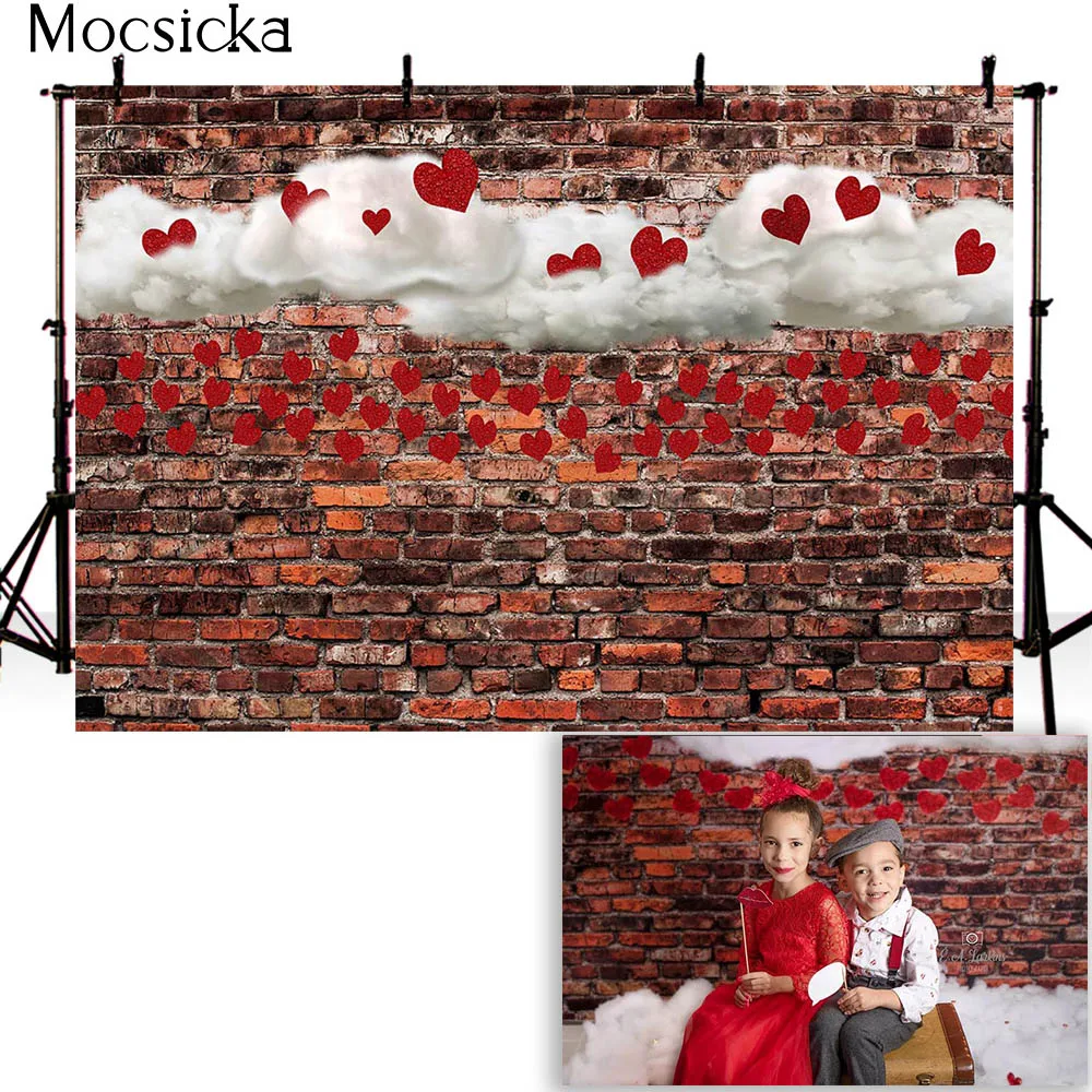 วันที่ Night Rose ดอกไม้ภาพพื้นหลังเด็กภาพฉากหลังสําหรับถ่ายภาพอิฐผนังวันวาเลนไทน์ Photocall พื้นหลัง