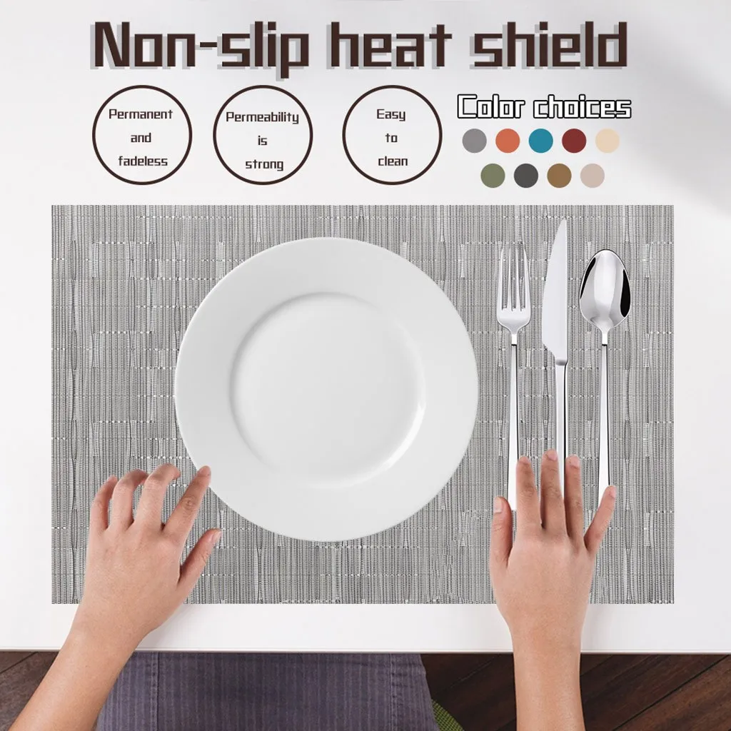 Saingace Table mat European Style Non-Slip Heat Insulation Bamboo Grain Solid Color washable Table Mats heat-resistant Mats 2020