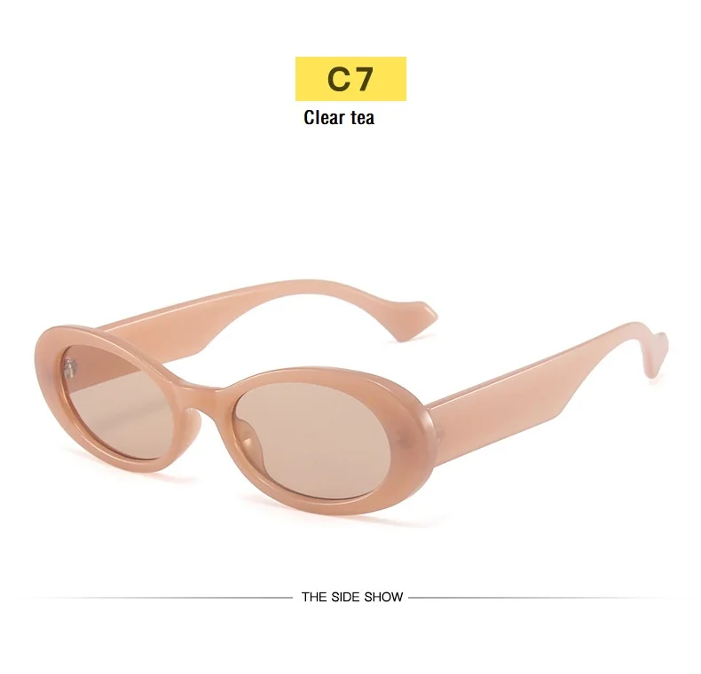 Mode Oval Sonnenbrille Vintage Marke Designer Platz Retro Sonnenbrille Weibliche Dame Brillen Gelee Farbe Shades UV400 – Detail 13