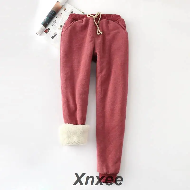 Winter Cashmere Harem Warm Pants Women 2019 Causal trousers Women Warm Thick Lambskin Cashmere Pants Women Loose Pant Xnxee