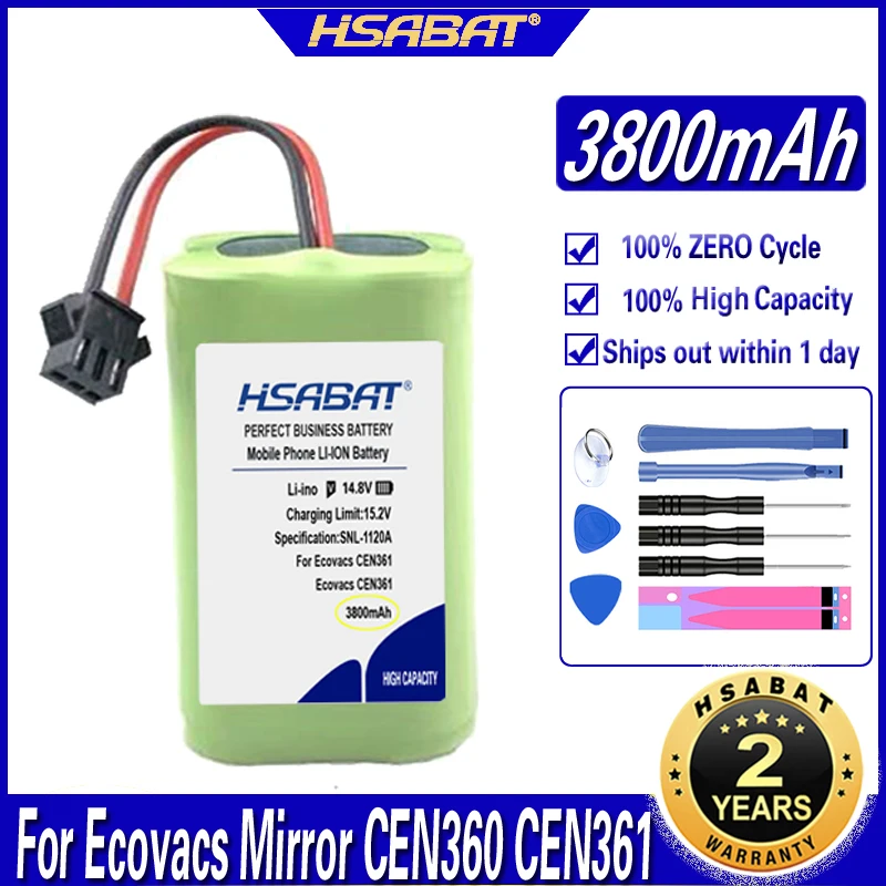 HSABAT TAB-T560H 3800mAh Battery for Ecovacs CEN361 CEN360 DN620 DH43 DH45 DH35 BFD-WSP T550WSC T550W Cleaner Robot Batteries