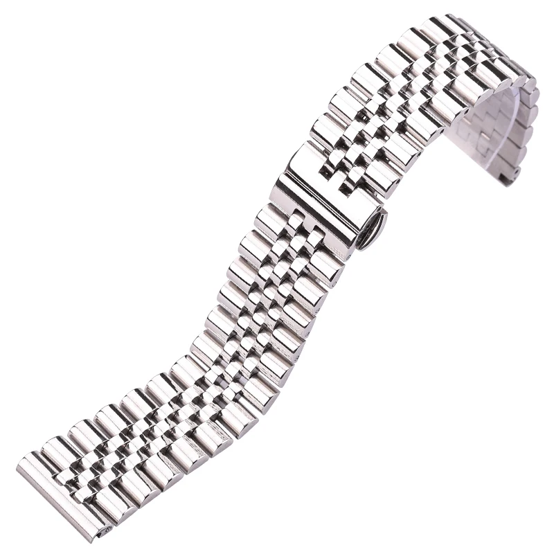 Watch Band Bracelet Silver Polished Stainless Steel Watch Accessories 16 18 19 20 21 22mm Solid Metal Wrist Strap