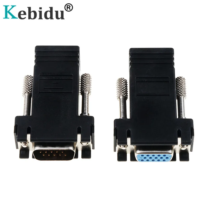 Kebidu Przedłużacz RJ45 do VGA męski do LAN CAT5e CAT6 RJ45 Kabel sieciowy Ethernet żeński Adapter Komputer Dodatkowy przełącznik Konwerter