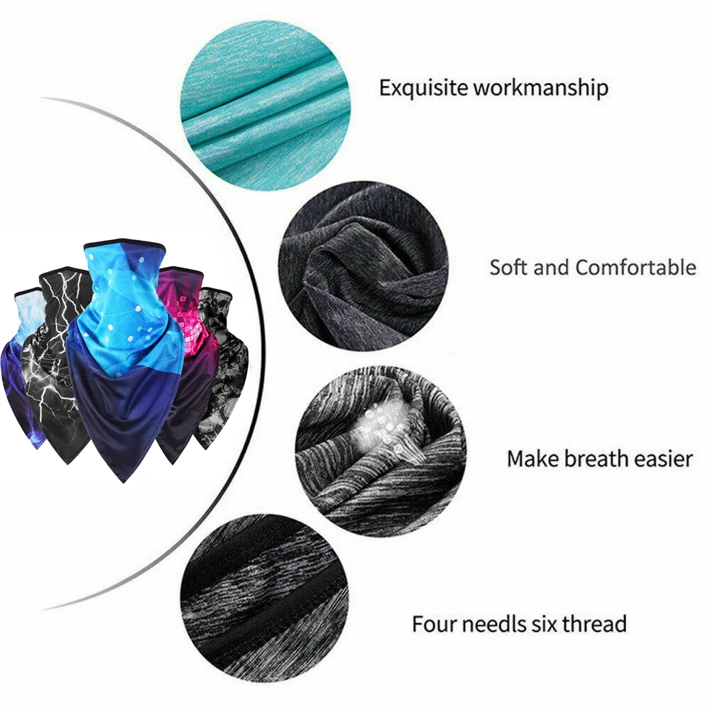 Cycling Bike Ice Silk Half Face Mask Neck Cover Magic Scarf Unisex Men Women Breathable Triangle Bandana Balaclava Sun Protectio