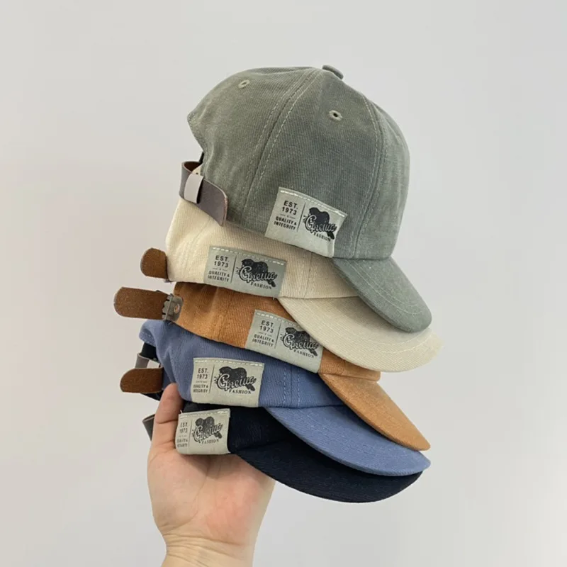 Korean Version Of The Trendy Children's Neutral Wind Cloth Label Belt Baby Boys And Girls Suede Caps