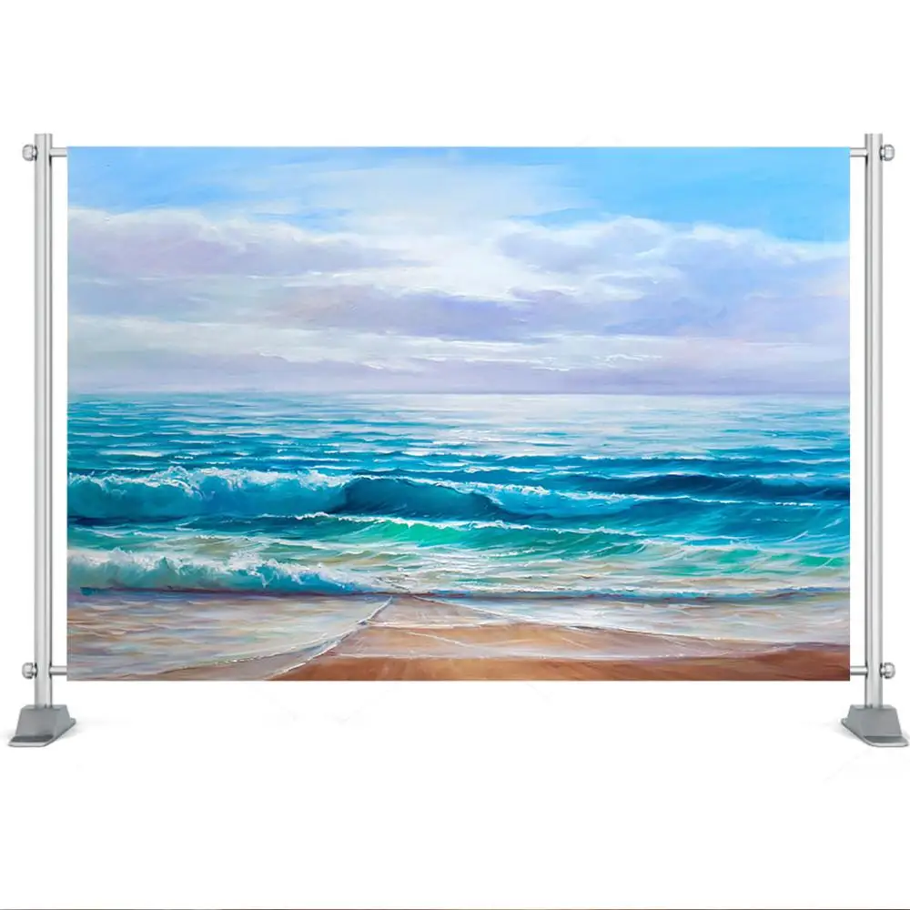 Bãi Biển Phông Nền Mùa Hè Thấy Đám Mây Cho Bé Trẻ Em Chân Dung Phông Nền Mây Trắng Xanh Da Trời Nền Bãi Biển Trang Trí Tiệc