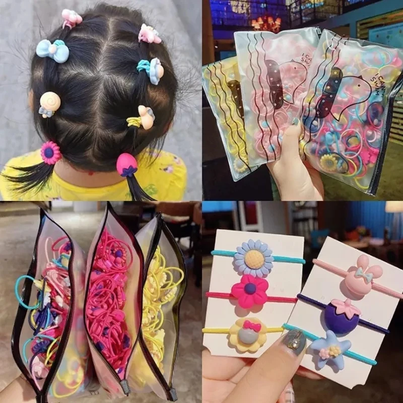 20Pcs/Set Children\'s Elastic Hair Bands Girls Headdress Not Hurt Hair Hair Ring Lady Lovely Hair Rope Fashion Hair Accessories