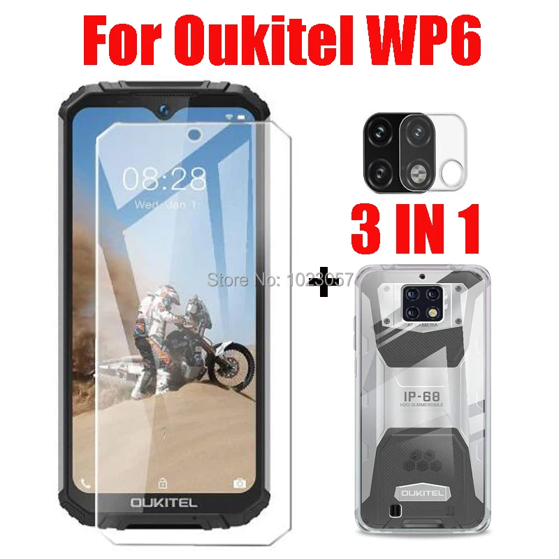 3-in-1 Case + Camera Tempered Glass On For Oukitel WP6 ScreenProtector Glass For Oukitel WP6 3D Glass