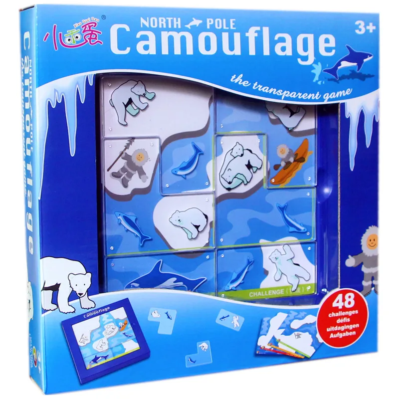 48 Challenges Training Smart Game North Pole Bear Camouflage Logical Thinking Children Puzzle Toy with Solutions Gift