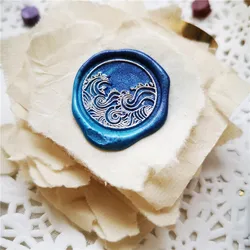 Sea Wave wax seal stamp head and wooden handle separated to choose Wedding Decorative sealing Stamp wax seals