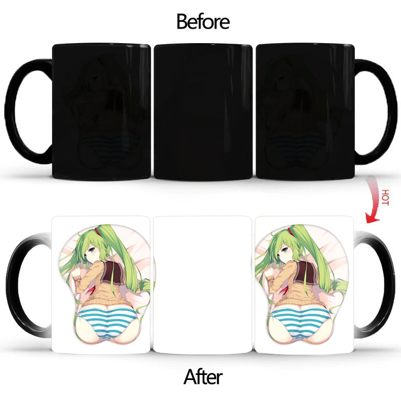 Uniform temptation Heat sensitive mug Porcelain Magic Color changing Tea Cups Coffee cup christmas gift Free shipping BSKT-093