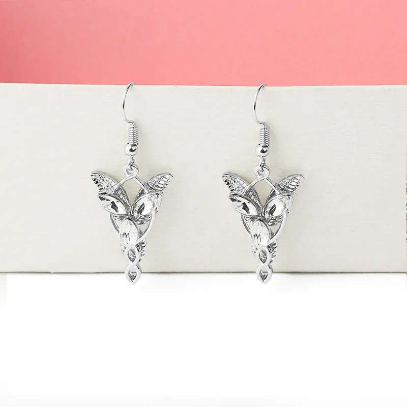 Arwen Evenstar Earrings Elfstone Elessar Aragorn Galadriel Elves Princess Cubic Zirconia Stone Pendant Jewelry Women men