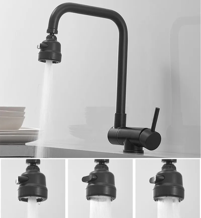 

Kitchen sink Faucets Brass black foldble Hot and Cold Single lever Swivel spout Kitchen Tap Spray Head rotation Crane 304 SUS