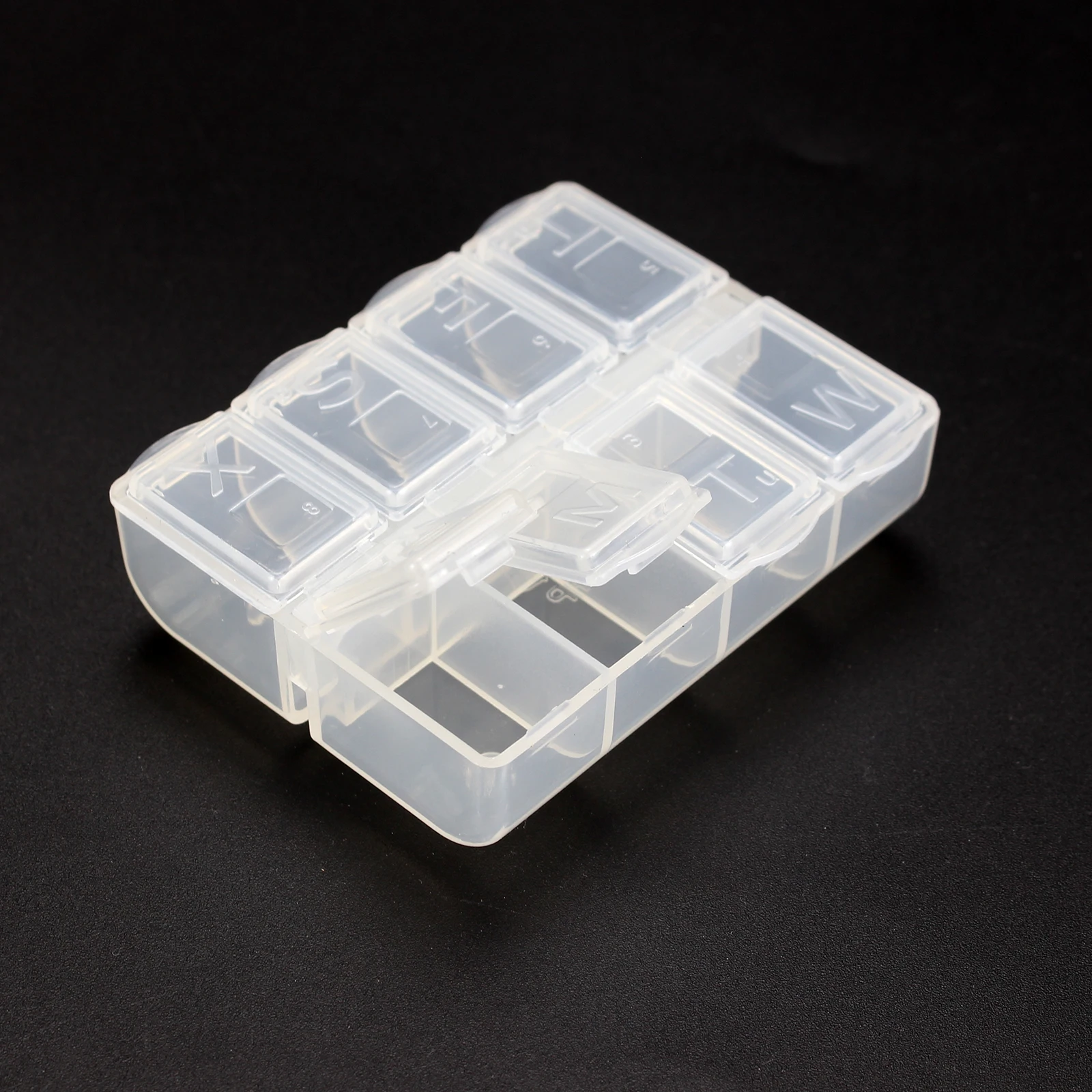 Caja de plástico pequeña transparente/verde, 8 rejillas, Kit de almacenamiento de joyas/componentes electrónicos, piezas, caja de almacenamiento de acabado