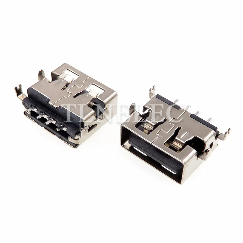 10 Chiếc Loại USB 2.0/4 Chân Lắp Famale Ổ Cắm Giao Diện Cổng Kết Nối Cổng Phẳng Cạnh Jack Mảnh Đạn nhựa Cắm