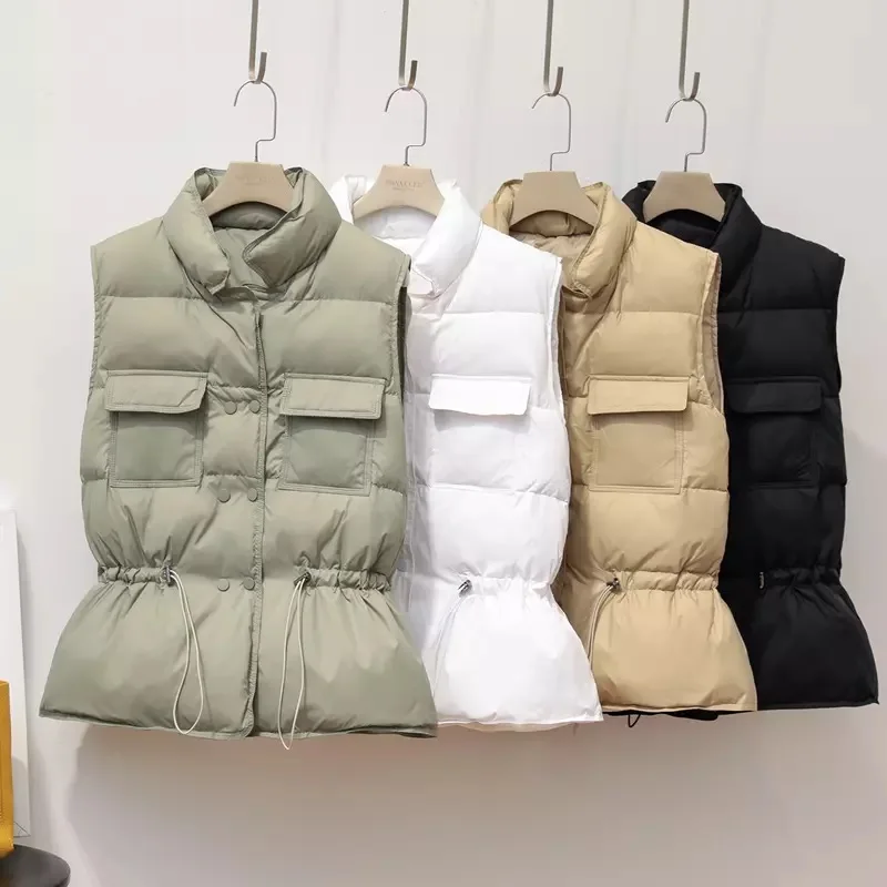 Supzoom Top Fashion New Arrival Thin Down Vest Short Korean Version Anti Season Waistband Tooling Autumn Coat Womens Jacket