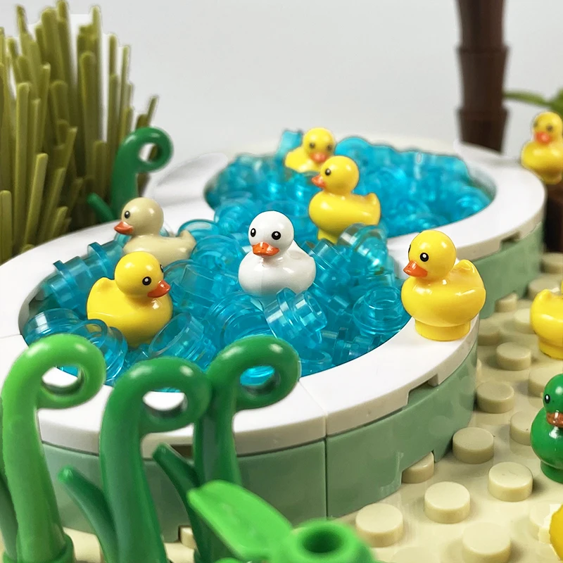 Building Blocks animal yellow Little ducks pond farm domestic bird Assembly Accessories kids toys gift City series